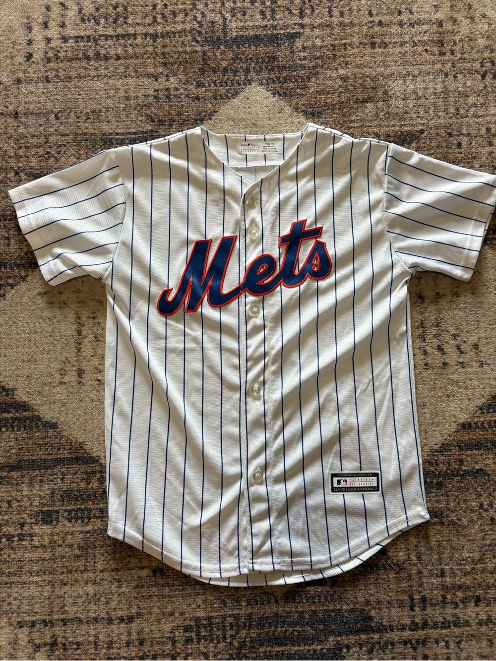 Genuine Merchandise New York Mets Youth M (10/12) White Pinstripe Jersey